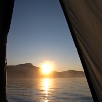 Sunrise from tent, Katmai National Park, AK